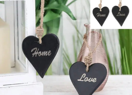 Schwarze Herz-Haken, 2er-Set, Mittelgroß, ca. 9cmH: Stilvolle Wandhaken für dekorative Organisation TK Gruppe® Grosshandel 