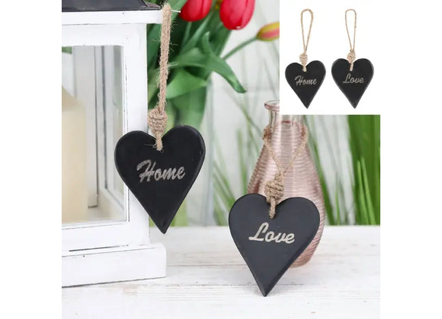Schwarze Herz-Haken, 2er-Set, Mittelgroß, ca. 9cmH: Stilvolle Wandhaken für dekorative Organisation TK Gruppe® Grosshandel 