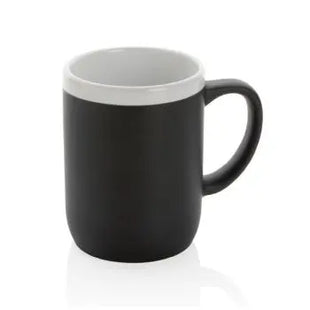 Schwarze Keramiktasse mit Weißem Rand - Stilvoll & Elegant, Perfekt für Kaffee & Tee TK Gruppe® Grosshandel 