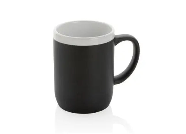 Schwarze Keramiktasse mit Weißem Rand - Stilvoll & Elegant, Perfekt für Kaffee & Tee TK Gruppe® Grosshandel 