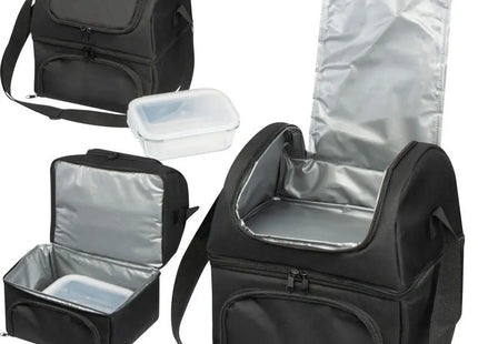 Schwarze Kühltasche mit Foodcontainer – Stilvoll, praktisch, vielseitig, kühlend TK Gruppe® Grosshandel 