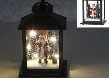 Schwarze LED-Laterne mit Santa-Motiv, 18 cm - Stilvolle Weihnachtsdekoration TK Gruppe® Grosshandel 
