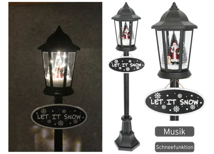 Schwarze LED-Schneelaterne Santa, ca. 135 cm Höhe TK Gruppe® Grosshandel 