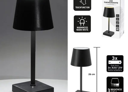 Schwarze LED Schreibtischlampe, batteriebetrieben, 26cm, Flexibel & Modern TK Gruppe® Grosshandel 