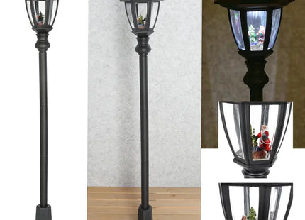 Schwarze LED-Solar-Weihnachtslaterne, Elegante Außenbeleuchtung, 105cm TK Gruppe® Grosshandel 