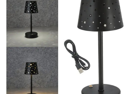 Schwarze LED-Tischlampe mit Sternen, USB-betrieben, 28 cm Höhe - Moderne Beleuchtung TK Gruppe® Grosshandel 