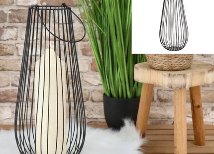 Schwarze Laterne mit Streben - Elegante Außenbeleuchtung, 50cm Hoch TK Gruppe® Grosshandel 