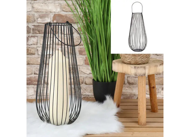 Schwarze Laterne mit Streben - Elegante Außenbeleuchtung, 50cm Hoch TK Gruppe® Grosshandel 