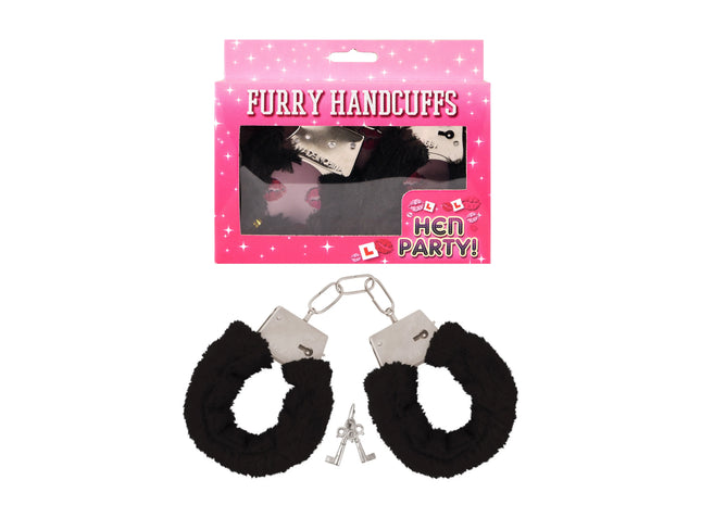 Schwarze Metall-Handschellen Mit Plüsch - Robuste Bdsm Fesseln TK Gruppe® Grosshandel 