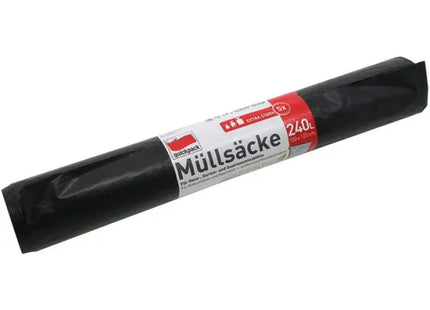 Schwarze Müllsäcke 240L, 100x125cm, 5 Stück, Extra Stark TK Gruppe® Grosshandel 