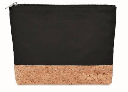 Schwarze PORTO BAG Kosmetiktasche mit elegantem Korkbesatz TK Gruppe® Grosshandel 