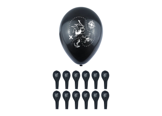 Schwarze Piraten-Luftballons 23 cm, Partydekoration für Kinderveranstaltungen und Themenfeste TK Gruppe® Grosshandel 