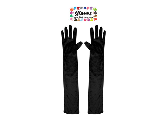 Schwarze Samthandschuhe, lang 55 cm, für Erwachsene – Elegantes Accessoire TK Gruppe® Grosshandel 