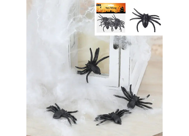 Schwarze Spinnen-Dekoration, 4er Set, Realistisches Design, Ca. 6cm TK Gruppe® Grosshandel 