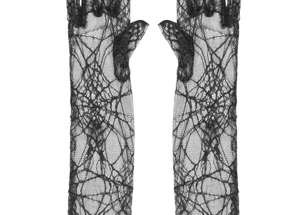 Schwarze Spinnennetz-Hände zum Radieren, 53 cm – Halloween-Kostümzubehör TK Gruppe® Grosshandel 