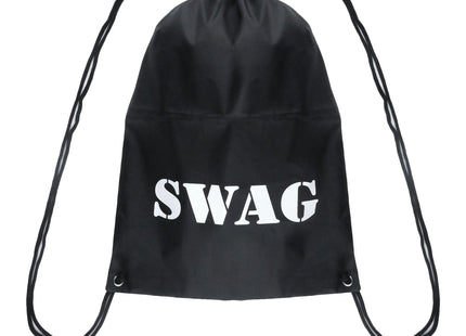 Schwarze Tasche mit Aufdruck, Swag-Design, Tragetasche 40 x 30 cm, stilvoll und praktisch TK Gruppe® Grosshandel 