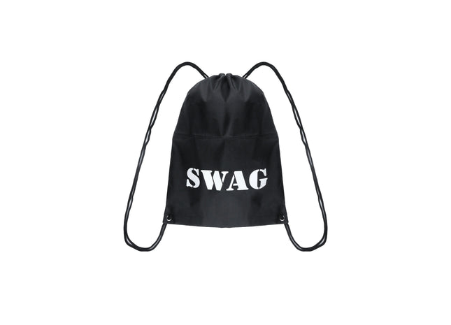 Schwarze Tasche mit Aufdruck, Swag-Design, Tragetasche 40 x 30 cm, stilvoll und praktisch TK Gruppe® Grosshandel 