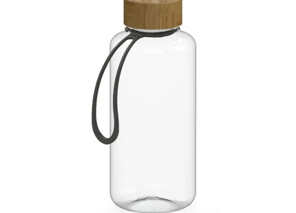 Schwarze Transparent-Trinkflasche Natural, 1L mit Trageriemen – Flexibel & Stilvoll TK Gruppe® Grosshandel 