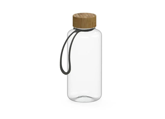 Schwarze Transparent-Trinkflasche Natural, 1L mit Trageriemen – Flexibel & Stilvoll TK Gruppe® Grosshandel 