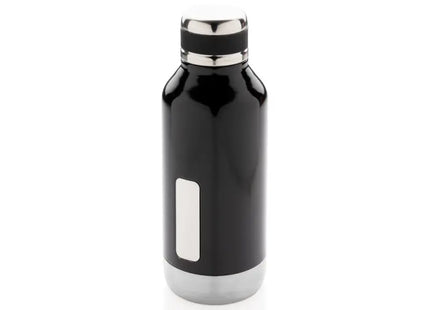 Schwarze Vakuumflasche mit Logoplatte, 500ml, Auslaufsicher TK Gruppe® Grosshandel 