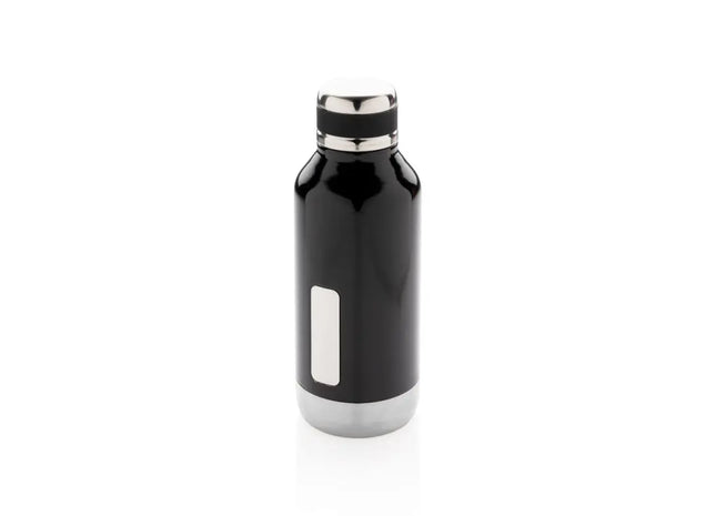 Schwarze Vakuumflasche mit Logoplatte, 500ml, Auslaufsicher TK Gruppe® Grosshandel 