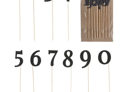 Schwarze Zahlen auf Holzspießen, Set mit 10 Stück, 25cm Höhe TK Gruppe® Grosshandel 