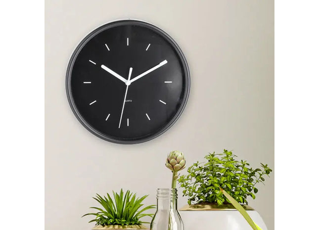 Schwarze Zeitmesser-Wanduhr, Rundes Design, 20cm Durchmesser TK Gruppe® Grosshandel 