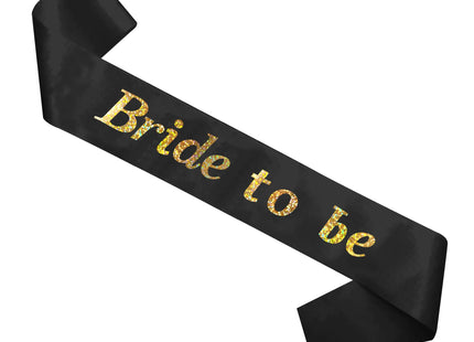 Schwarze „Braut-To-Be“ Schärpe mit holografischem Text - Junginnengesellinnenabschied Zubehör TK Gruppe® Grosshandel 