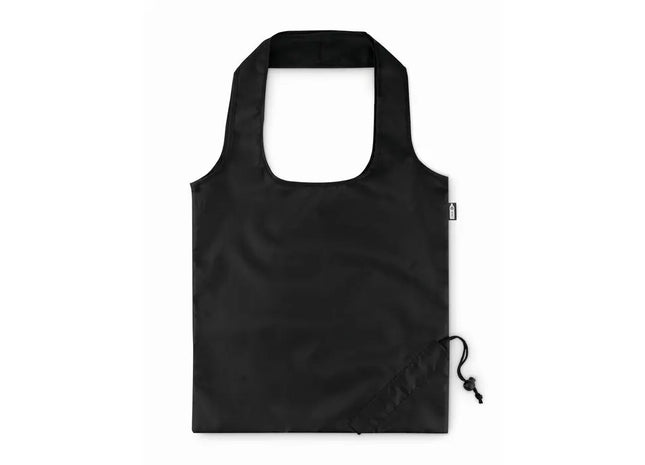 Schwarze faltbare Einkaufstasche RPET FOLDPET – Nachhaltig, praktisch, stilvoll, platzsparend TK Gruppe® Grosshandel 