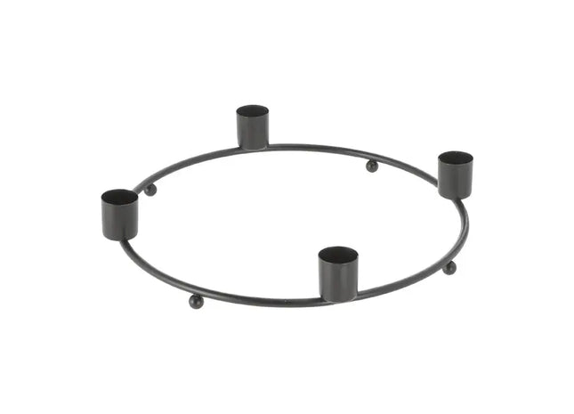 Schwarzer Adventskranz für Stabkerzen, Festliche Deko, Ø 25 cm TK Gruppe® Grosshandel 