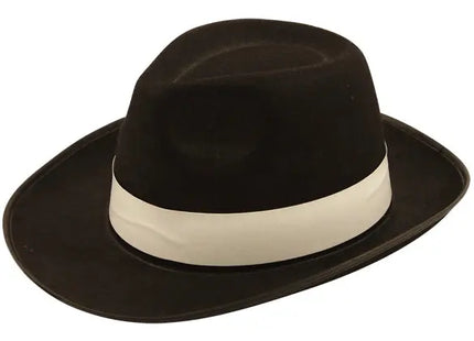 Schwarzer Al Capone Hut für Erwachsene | Klassischer Gangster-Fedora-Hut TK Gruppe® Grosshandel 