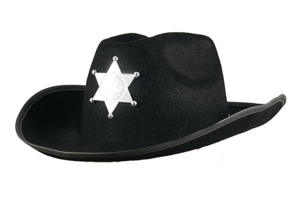 Schwarzer Cowboyhut für Kinder mit Stern | Kinderhut im Western-Stil TK Gruppe® Grosshandel 