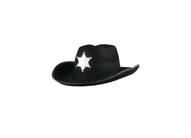 Schwarzer Cowboyhut für Kinder mit Stern | Kinderhut im Western-Stil TK Gruppe® Grosshandel 