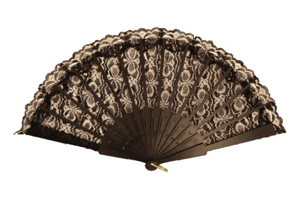 Schwarzer Fächer Aus Spitze, 45x25 cm - Elegantes Accessoire für Abendgarderobe TK Gruppe® Grosshandel 