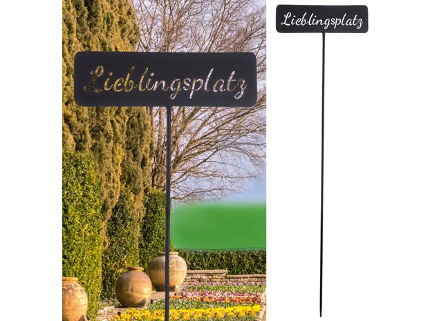 Schwarzer Gartenstecker 'Lieblingsplatz', 110 cm hoch – Idealer Deko-Hingucker TK Gruppe® Grosshandel 