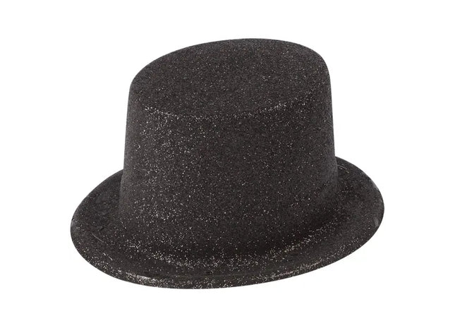 Schwarzer Glitzer Topper Hut Für Erwachsene - Funkelndes Party Kostümzubehör TK Gruppe® Grosshandel 