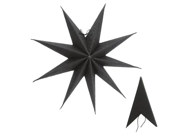 Schwarzer Jute Papierstern, 9 Zacken, Durchmesser 60cm, Ländliche Deko TK Gruppe® Grosshandel 