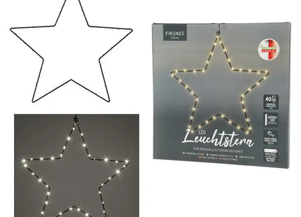 Schwarzer LED Outdoor-Stern, 40 LEDs, Durchmesser 40cm - Strahlende Außendekoration TK Gruppe® Grosshandel 