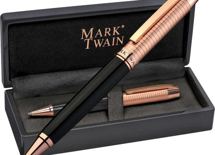 Schwarzer Mark Twain Kugelschreiber - Premium Schreibgerät für elegantes und stilvolles Schreiben TK Gruppe® Grosshandel 