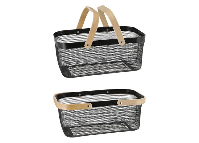 Schwarzer Metallkorb, vielseitig einsetzbar, 40x17cm TK Gruppe® Grosshandel 