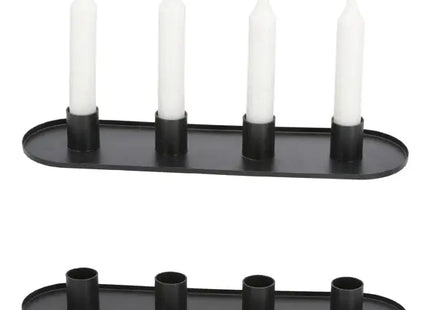 Schwarzer Ovaler Stabkerzenhalter, 30 cm Breite - Stilvolles Dekorelement TK Gruppe® Grosshandel 