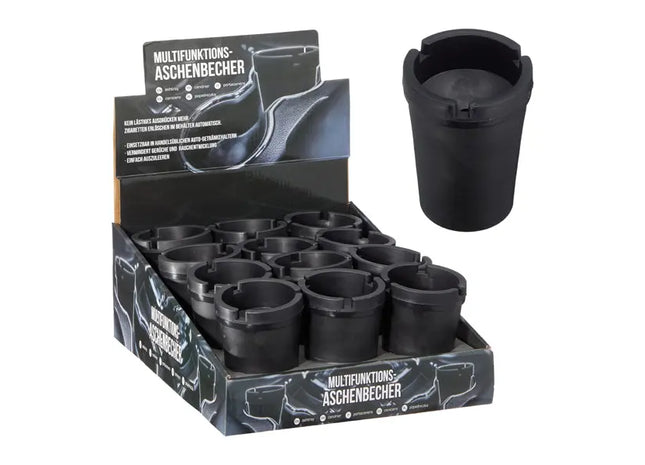 Schwarzer Reiseaschenbecher - Kompakt & Geruchsabweisend TK Gruppe® Grosshandel 