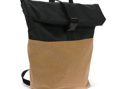 Schwarzer Rolltop-Rucksack aus Kork & R-PET 18L - Nachhaltiger und Stilvoller Begleiter TK Gruppe® Grosshandel 