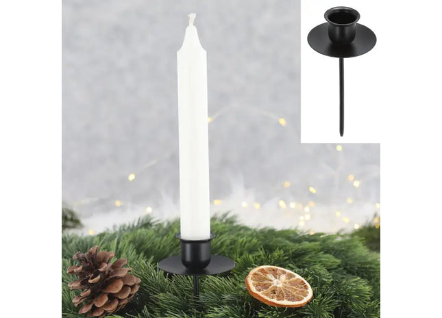 Schwarzer Stabkerzenhalter mit Spieß, 10 cm Länge TK Gruppe® Grosshandel 