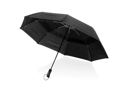 Schwarzer Swiss Peak 27 Zoll StormProof Taschenschirm mit AWARE™ RPET TK Gruppe® Grosshandel 