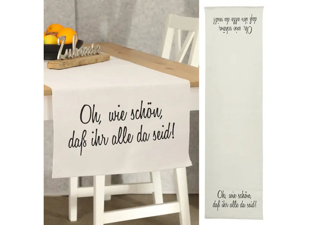 Schwarzer Tischläufer 'Oh, wie schön', Elegantes Accessoire, 40x160cm TK Gruppe® Grosshandel 