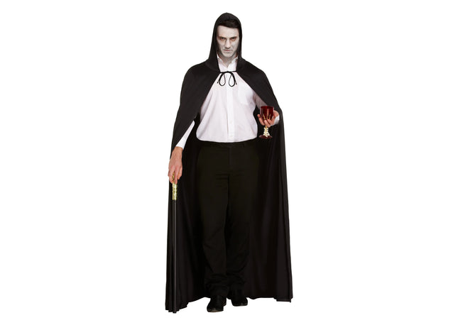 Schwarzer Umhang mit Kapuze für Erwachsene – ideal für Halloween & Kostümpartys TK Gruppe® Grosshandel 