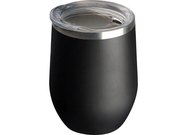 Schwarzer Vakuum-Isolierter Edelstahlbecher 380ml: Kompakt & Auslaufsicher TK Gruppe® Grosshandel 