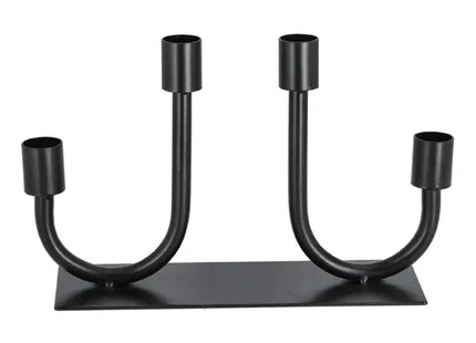 Schwarzer Vierarm-Kerzenleuchter auf Sockel, 23 cm Breit - Elegantes Dekor TK Gruppe® Grosshandel 