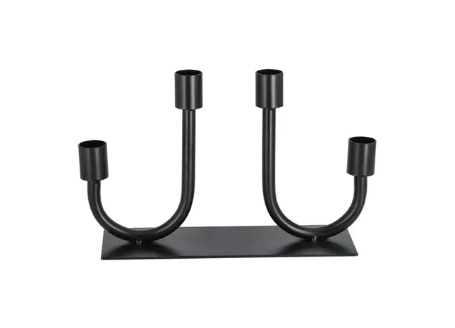 Schwarzer Vierarm-Kerzenleuchter auf Sockel, 23 cm Breit - Elegantes Dekor TK Gruppe® Grosshandel 